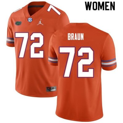 Women's Florida Gators #72 Josh Braun NCAA Nike Orange Authentic Stitched College Football Jersey ICT3362RY